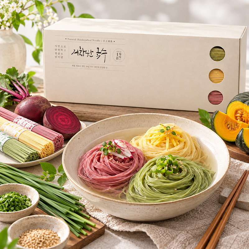 거창한우리밀삼색국수 - 비트, 부추, 단호박 3 x 200g